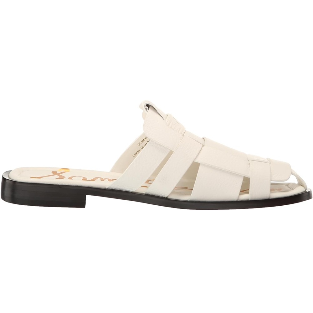 Sam Edelman Dina Fisherman Mule Slides White Leather Woven Sandals Size 8 NIB - Picture 2 of 7